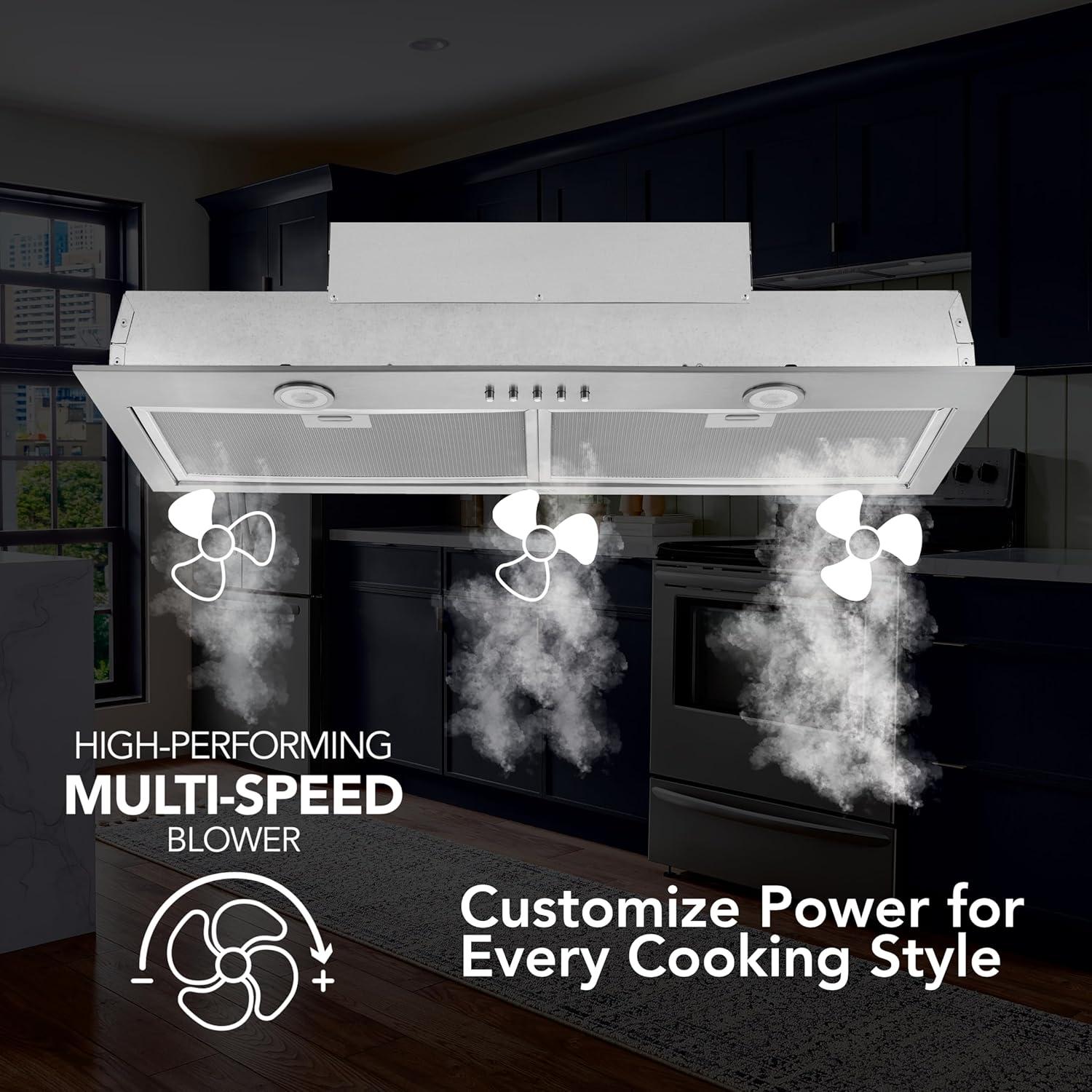 image:imageBroan NuTone BroanNuTone BBN1303SS Custom Built Insert with 2Speed Exhaust Fan and Light 300 Max Blower CFM Stainless Steel 30Inch Range Hood Power Pack30Inch