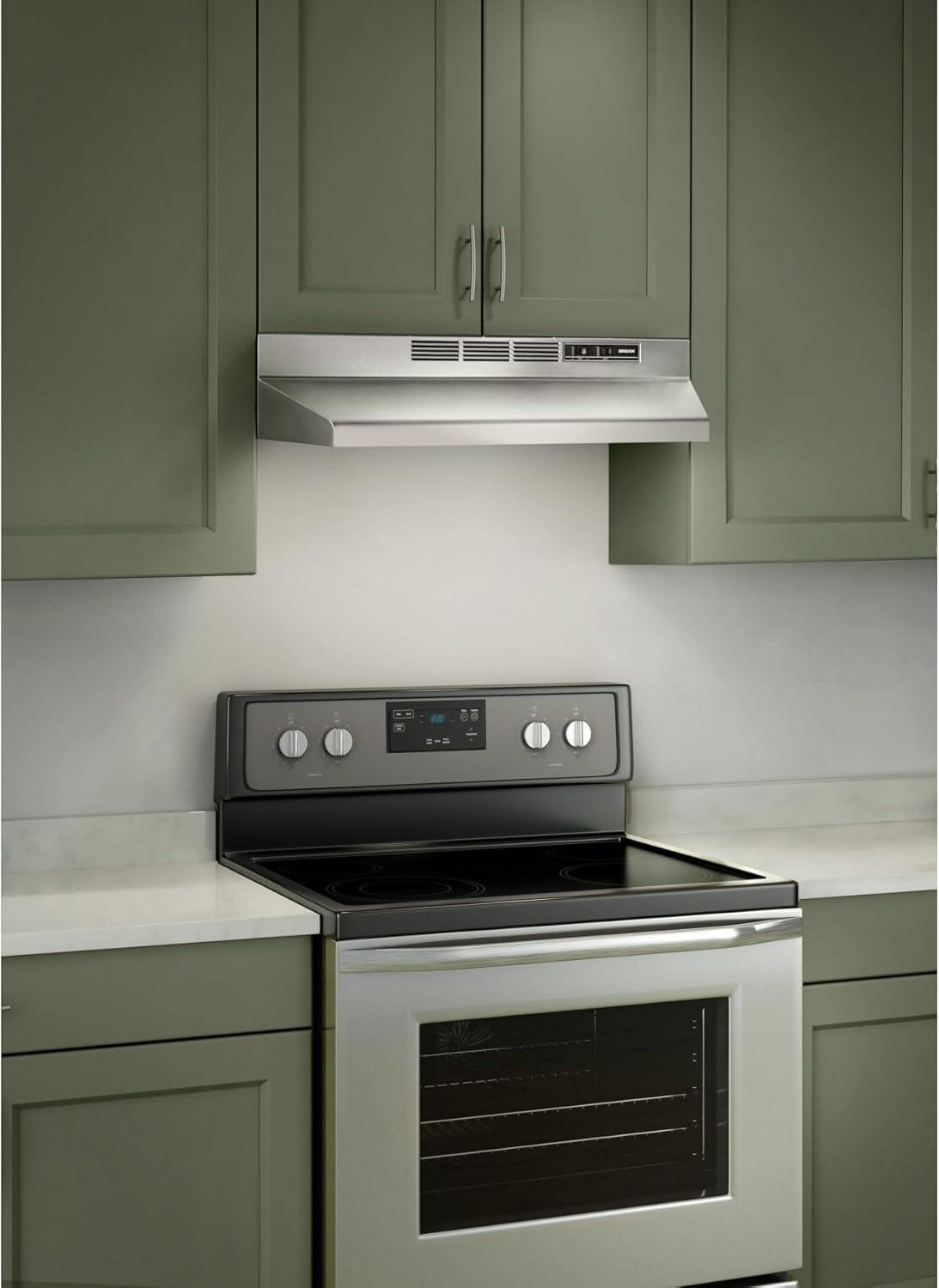 image:imageBroanNuTone 413001 NonDucted Ductless Range Hood with Lights Exhaust Fan for Under Cabinet 30Inch WhiteStainless Steel
