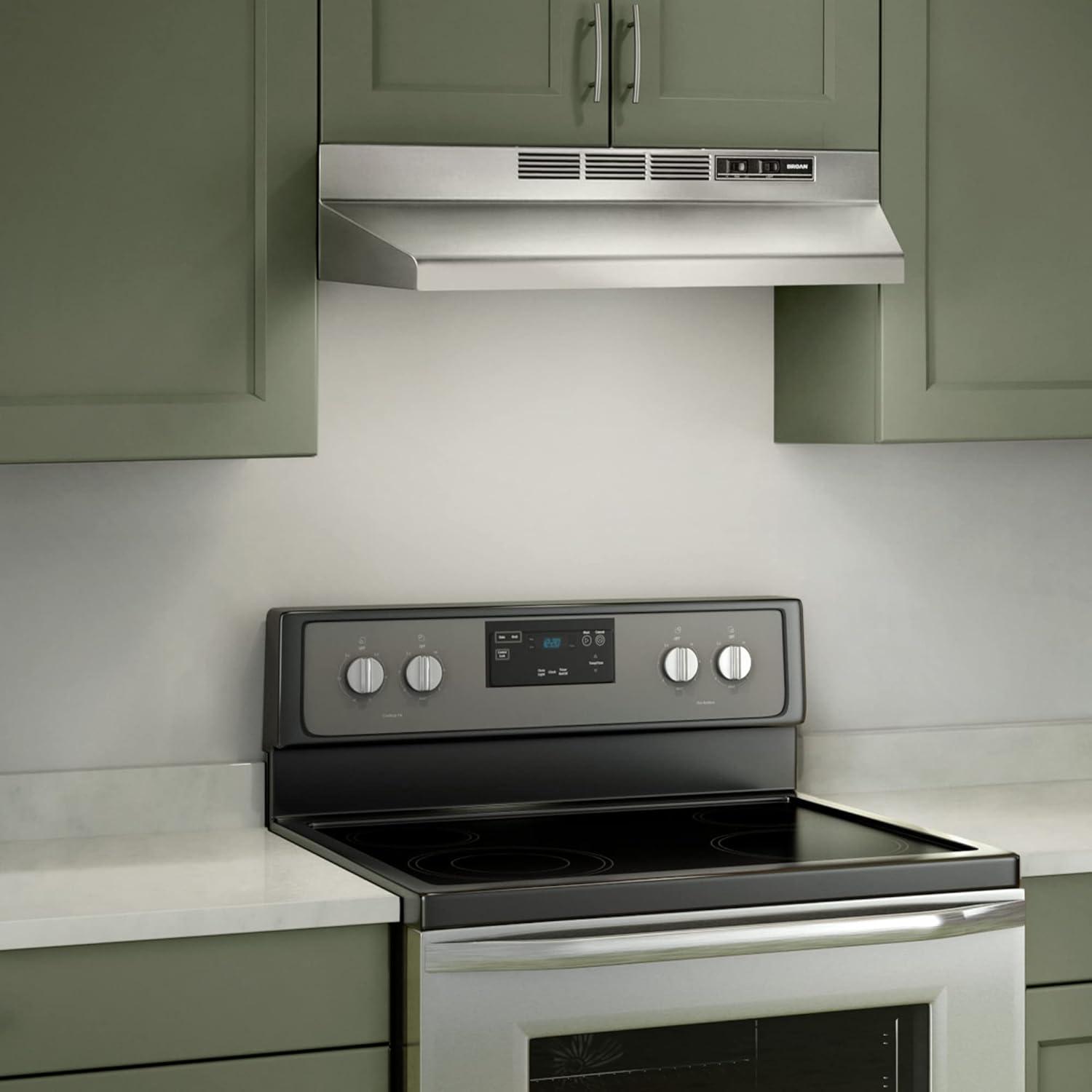 image:imageBroanNuTone 413001 NonDucted Ductless Range Hood with Lights Exhaust Fan for Under Cabinet 30Inch WhiteStainless Steel