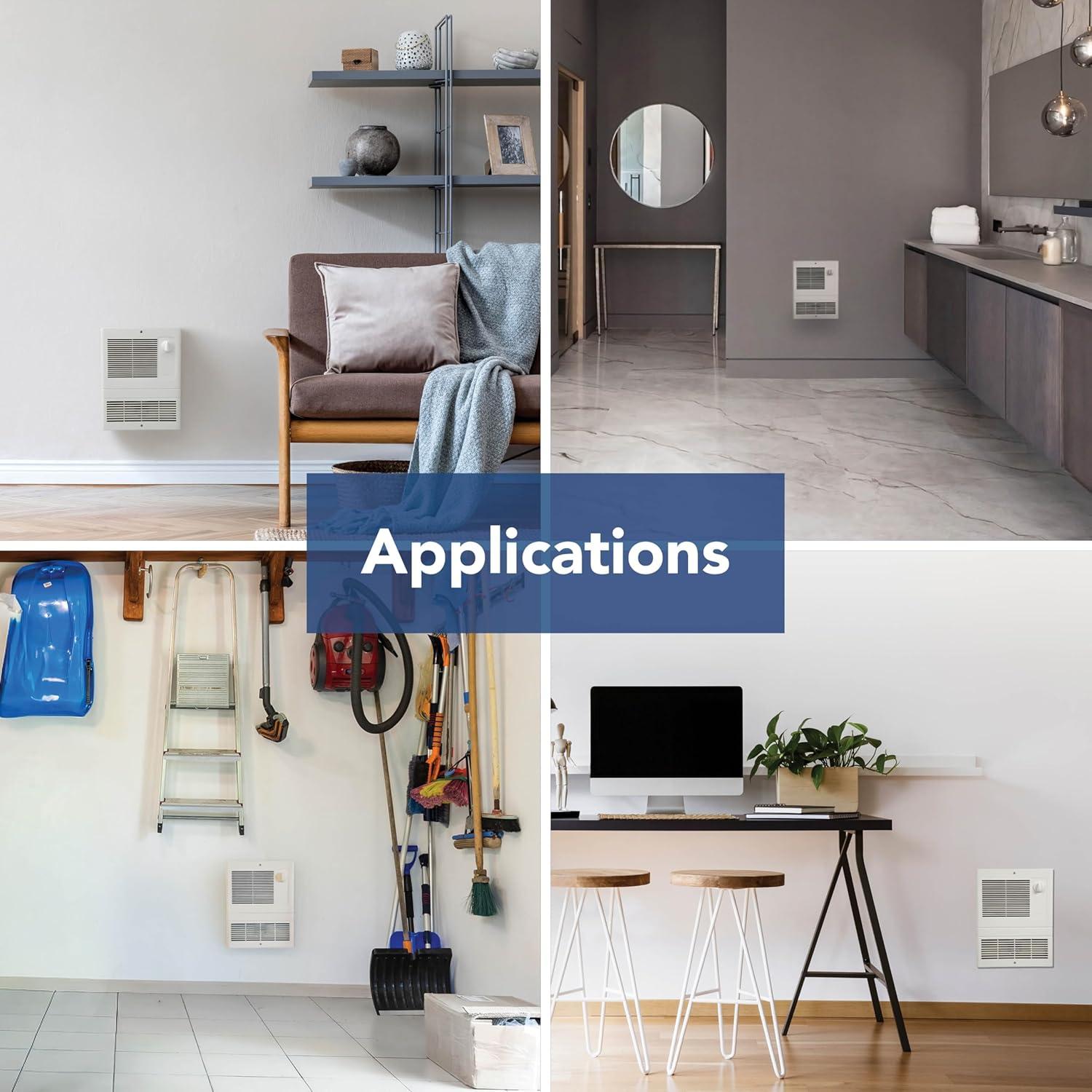 image:imageBroanNuTone 9815WH High Capacity Wall Heater with BuiltIn Adjustable Thermostat 1500W 120240V White1500W