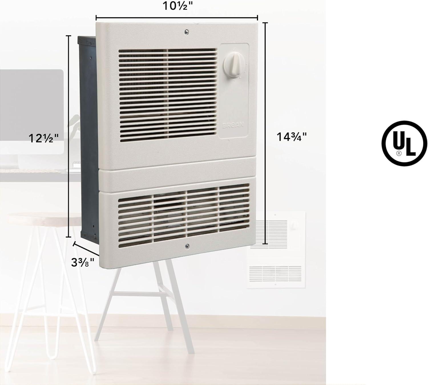 image:imageBroanNuTone 9815WH High Capacity Wall Heater with BuiltIn Adjustable Thermostat 1500W 120240V White1500W