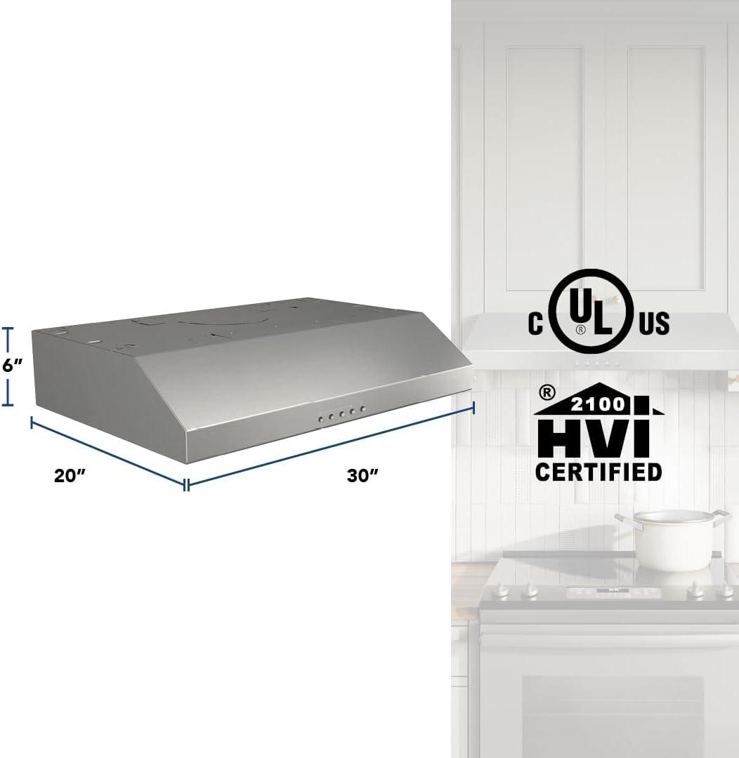 image:imageBroanNuTone BCSQ130SS ThreeSpeed Glacier UnderCabinet Range Hood with LED Lights ADA Capable 15 Sones 375 Max Blower CFM 30Inch Stainless SteelStainless Steel