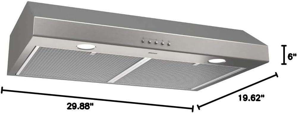 image:imageBroanNuTone BCSQ130SS ThreeSpeed Glacier UnderCabinet Range Hood with LED Lights ADA Capable 15 Sones 375 Max Blower CFM 30Inch Stainless SteelStainless Steel