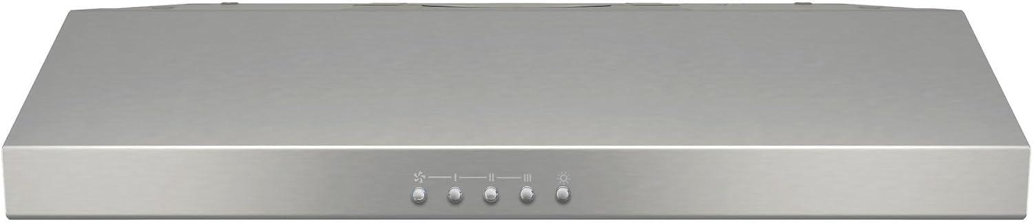 image:imageBroanNuTone BCSQ130SS ThreeSpeed Glacier UnderCabinet Range Hood with LED Lights ADA Capable 15 Sones 375 Max Blower CFM 30Inch Stainless SteelStainless Steel