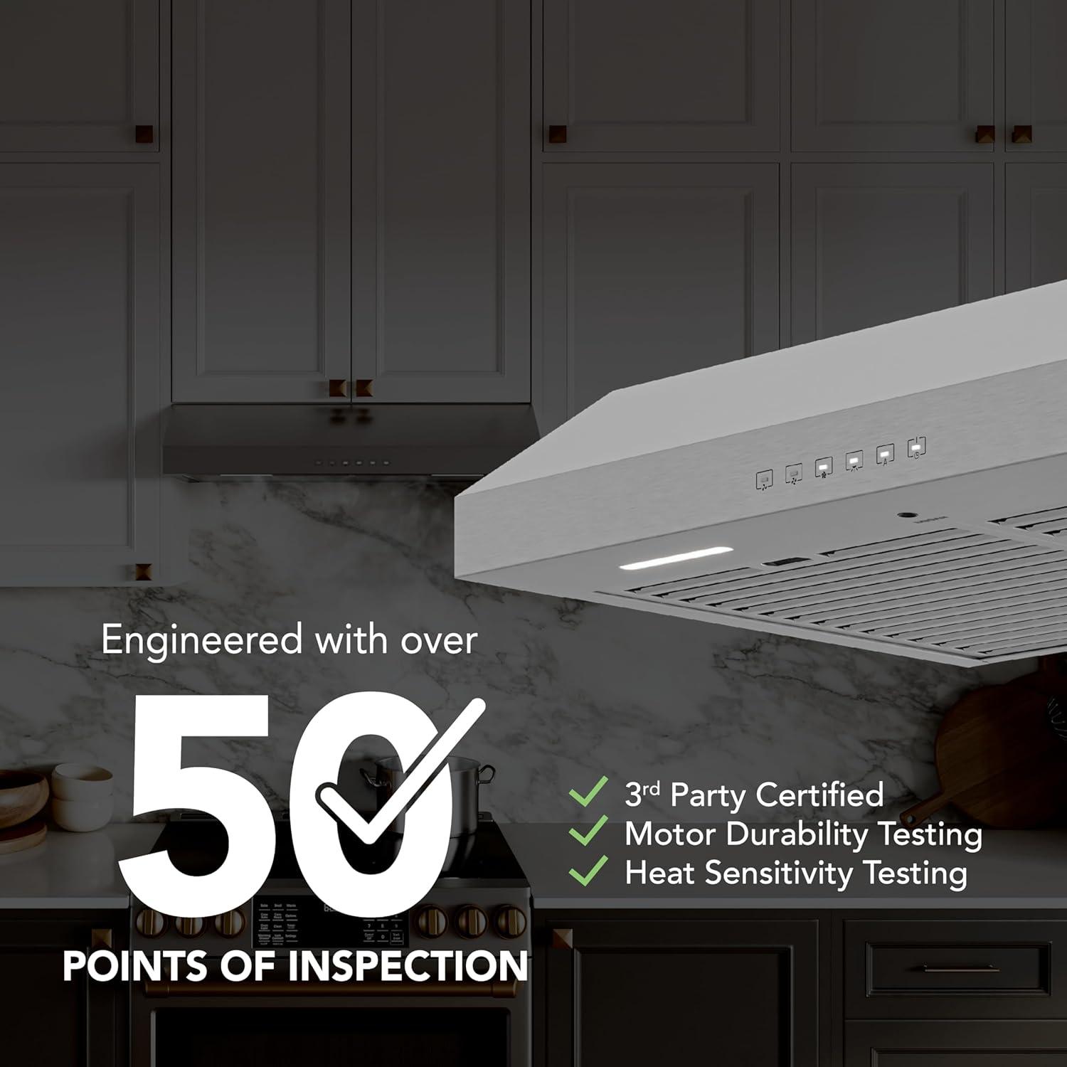 image:imageBroanNuTone BCSQ130SS ThreeSpeed Glacier UnderCabinet Range Hood with LED Lights ADA Capable 15 Sones 375 Max Blower CFM 30Inch Stainless SteelStainless Steel