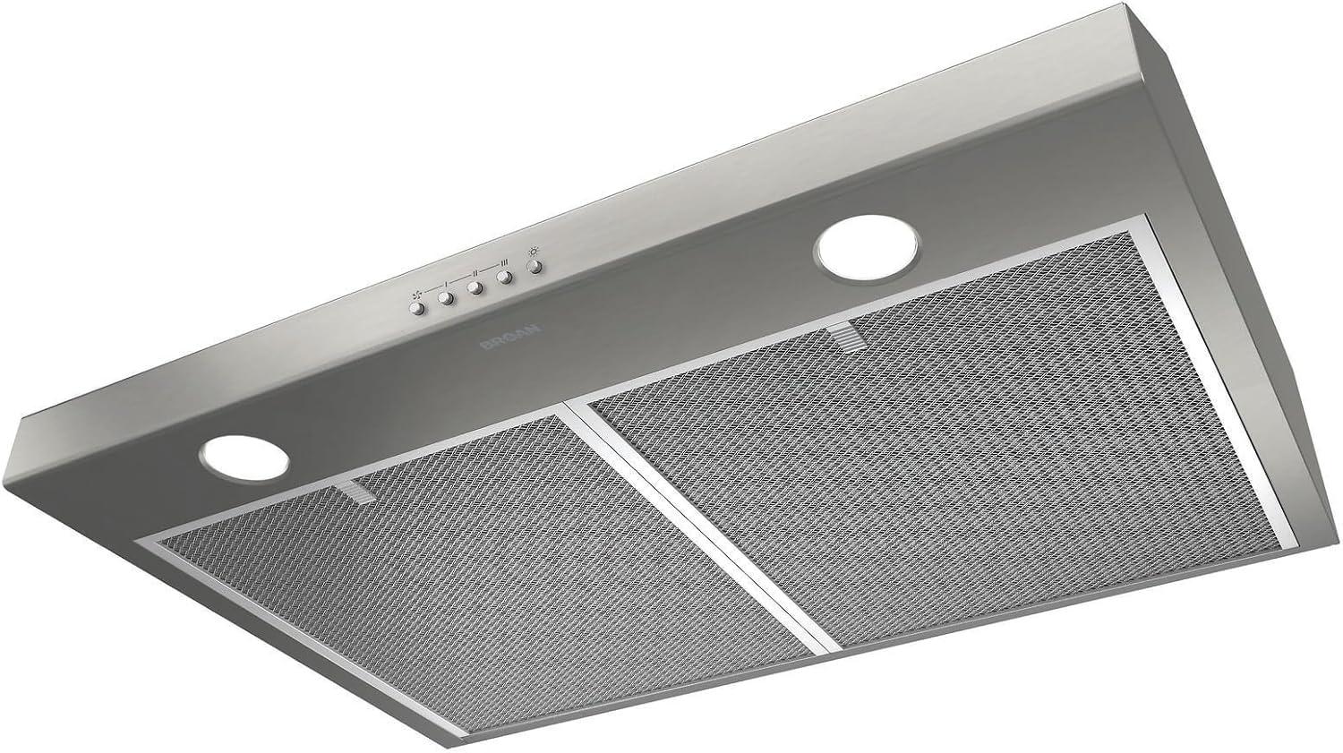 image:imageBroanNuTone BCSQ130SS ThreeSpeed Glacier UnderCabinet Range Hood with LED Lights ADA Capable 15 Sones 375 Max Blower CFM 30Inch Stainless SteelStainless Steel