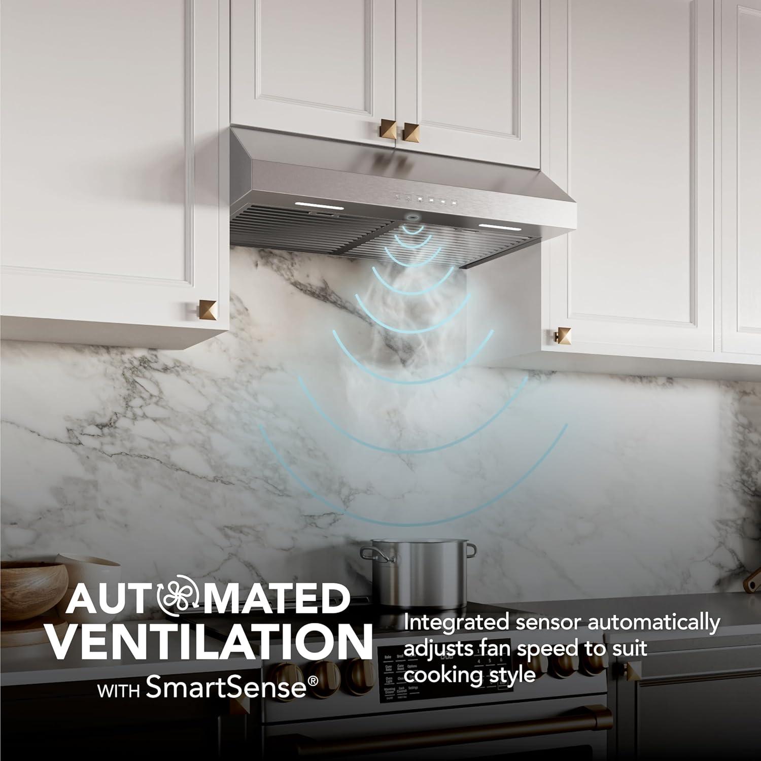 image:imageBroanNuTone BCSQ130SS ThreeSpeed Glacier UnderCabinet Range Hood with LED Lights ADA Capable 15 Sones 375 Max Blower CFM 30Inch Stainless SteelStainless Steel