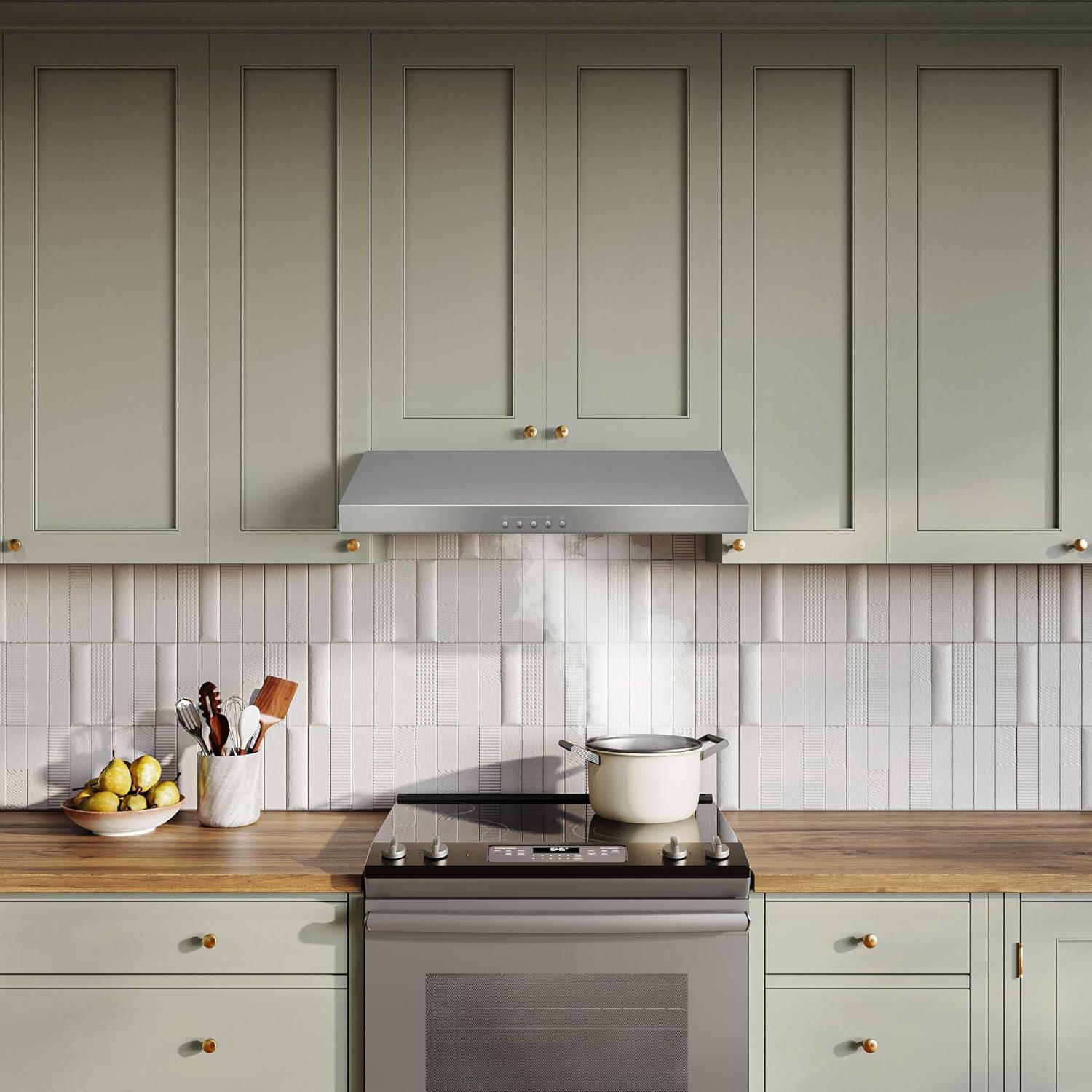 image:imageBroanNuTone BCSQ130SS ThreeSpeed Glacier UnderCabinet Range Hood with LED Lights ADA Capable 15 Sones 375 Max Blower CFM 30Inch Stainless SteelStainless Steel