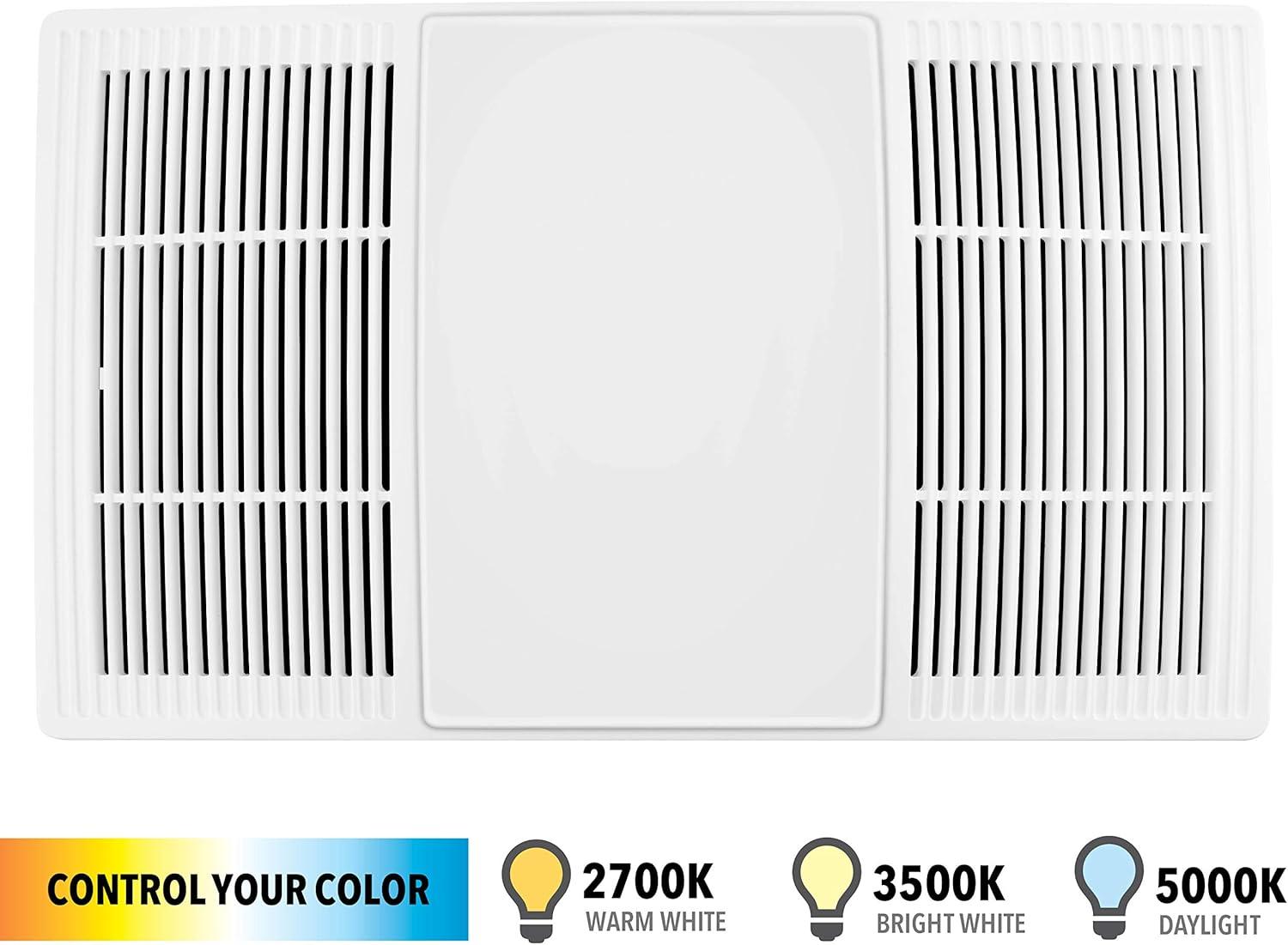 image:imageBroanNuTone FG110HBS Heater Upgrade Grille with Dimmable LED and Color Adjustable CCT Lighting Bath Fan Exhaust Cover 110 CFM White80 CFM