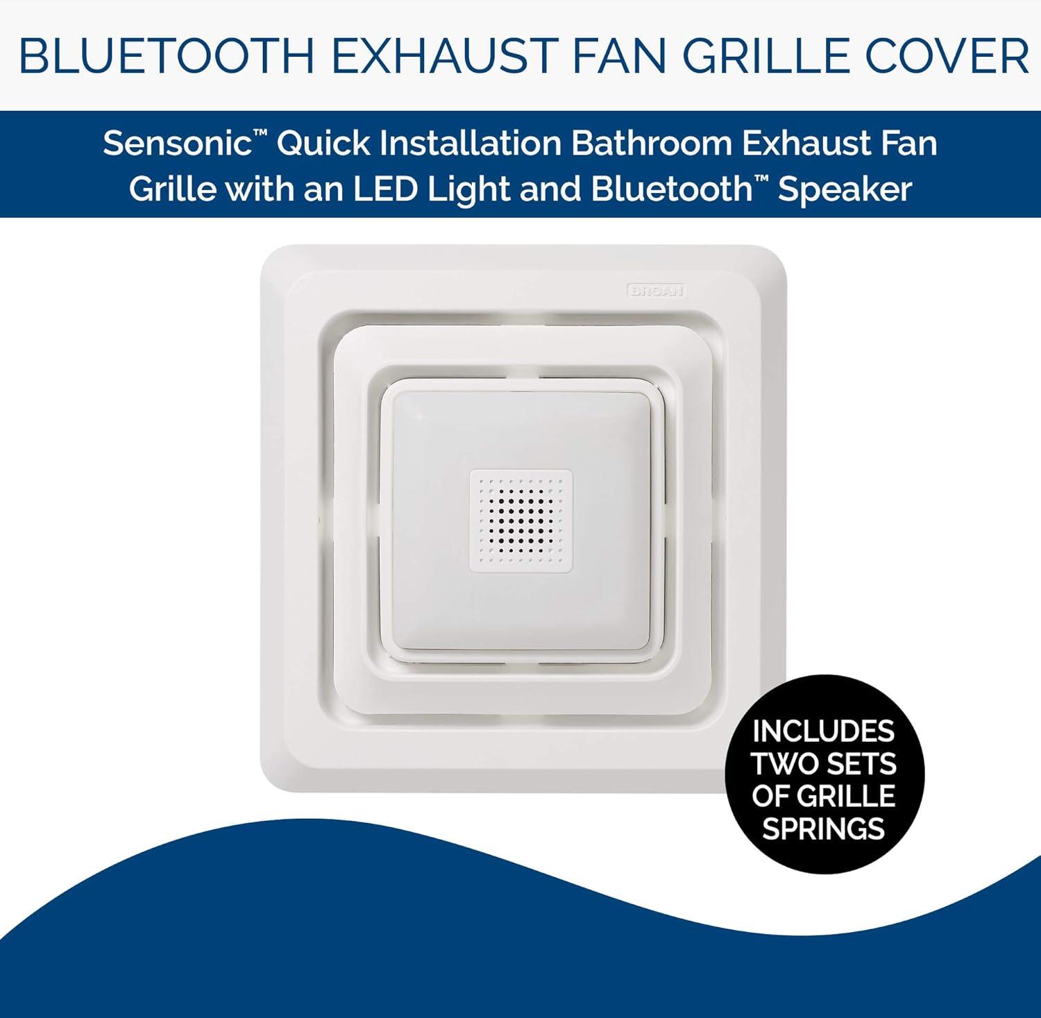 image:imageBroanNuTone FG800SPK Bluetooth Speaker Bathroom Exhaust Grille Cover with LED Light