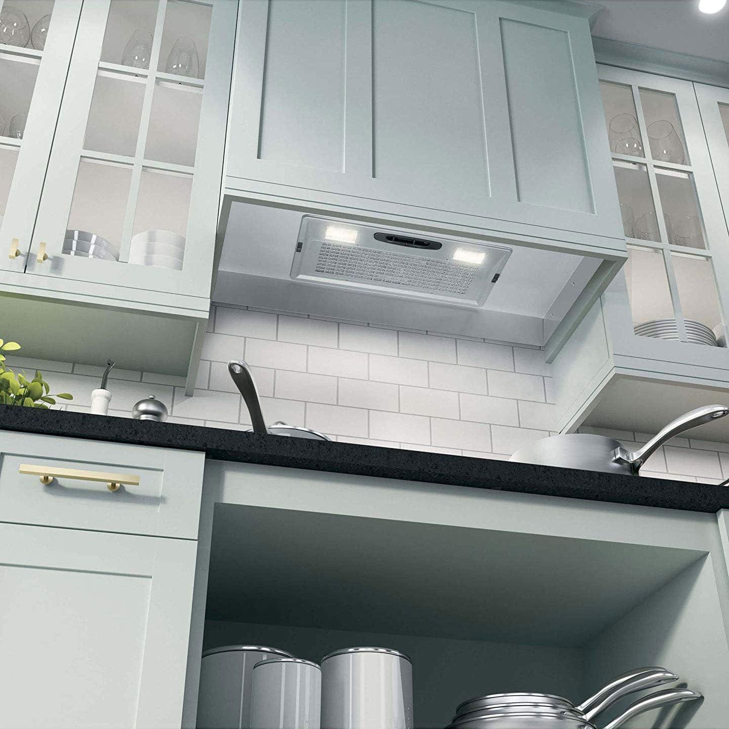 image:imageBroanNuTone PM300SS Custom Power Pack Range Hood Insert with 2Speed Exhaust Fan and Light 300 Max Blower CFM Stainless Steel 21Inch Built205Inch