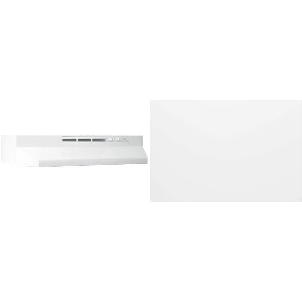 image:imageBroanNuTone 413001 NonDucted Ductless Range Hood with Lights Exhaust Fan for Under Cabinet 30Inch WhiteWhite Reversible WhiteAlmond