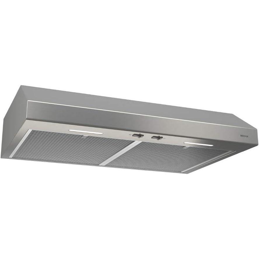 image:imageBroanNuTone MTR1303WW Mantra 30Inch 350 MAX Blower CFM 15 Sones White Range HoodStainless Steel