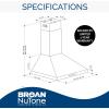 Broan-NuTone BWP2306SS Convertible Wall-Mount LED Lights Pyramidal Chimney Range Hood, 630 MAX Blower CFM, 30-Inch, Stainless Steel(630 CFM)