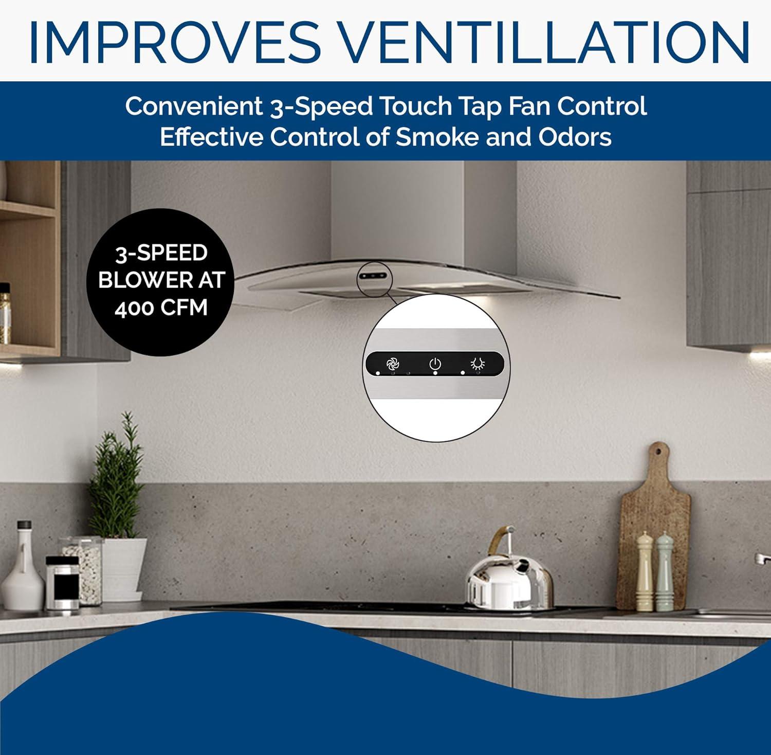 image:imageBroanNuTone 30inch WallMount Convertible ChimneyStyle Range Hood with 3Speed Exhaust Fan and Light 460 Max Blower CFM Stainless SteelStainless Steel
