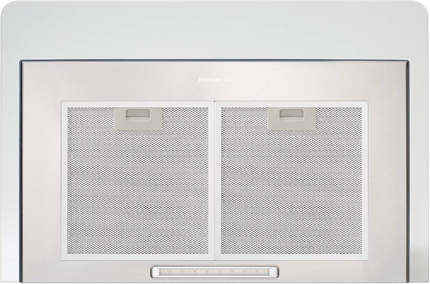 image:imageBroanNuTone 30inch WallMount Convertible ChimneyStyle Range Hood with 3Speed Exhaust Fan and Light 460 Max Blower CFM Stainless SteelStainless Steel