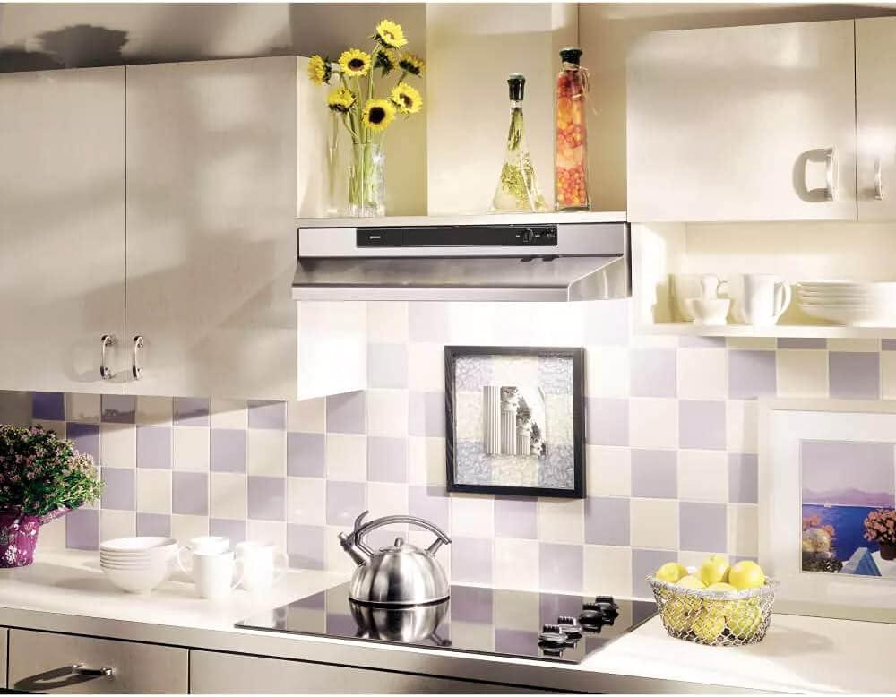 image:imageBroanNuTone 462423 24inch UnderCabinet 4Way Convertible Range Hood with InfiniteSpeed Exhaust Fan and Light BlackStainless Steel