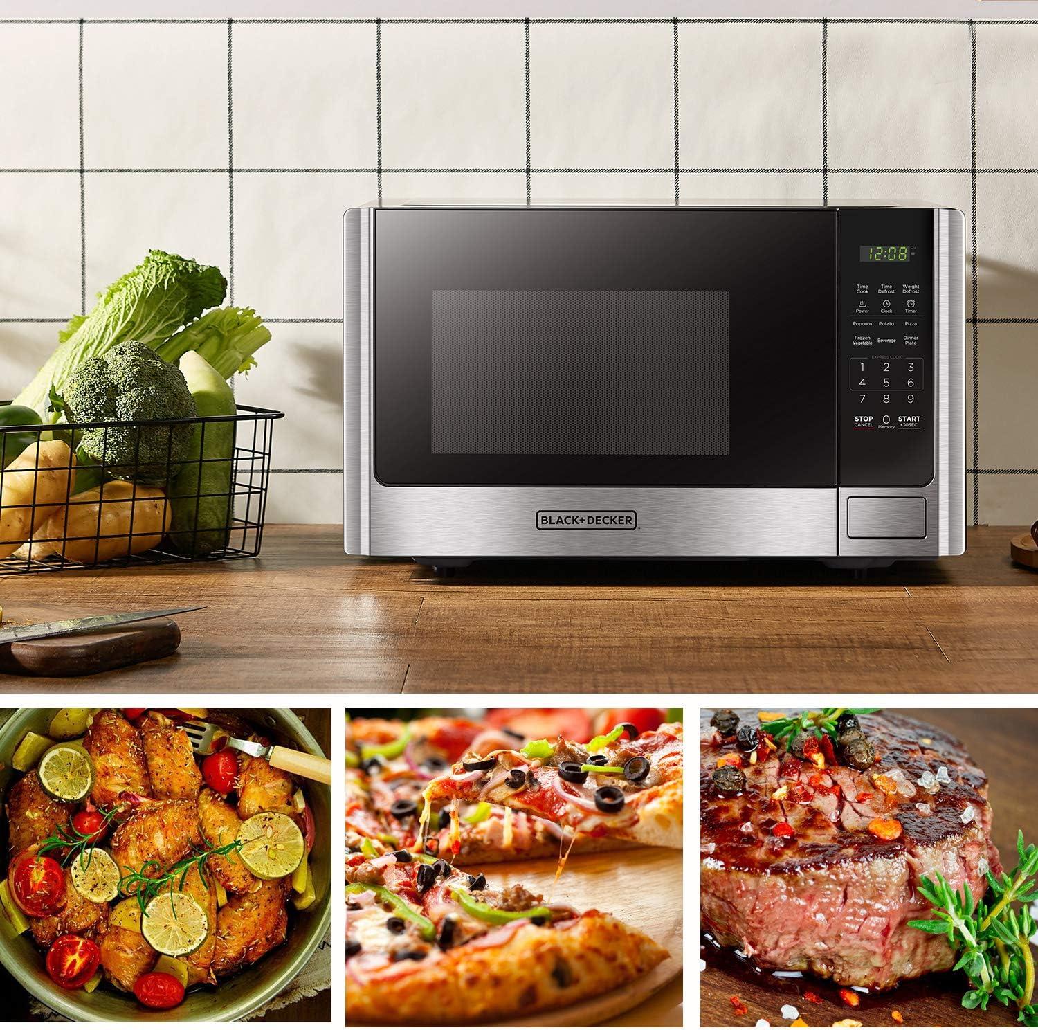 image:imageBroanNuTone BCSQ130SS ThreeSpeed Glacier UnderCabinet Range Hood with LED Lights ADA Capable amp BLACKDECKER Digital Microwave Oven with Turntable PushButton Door Child Safety Lock