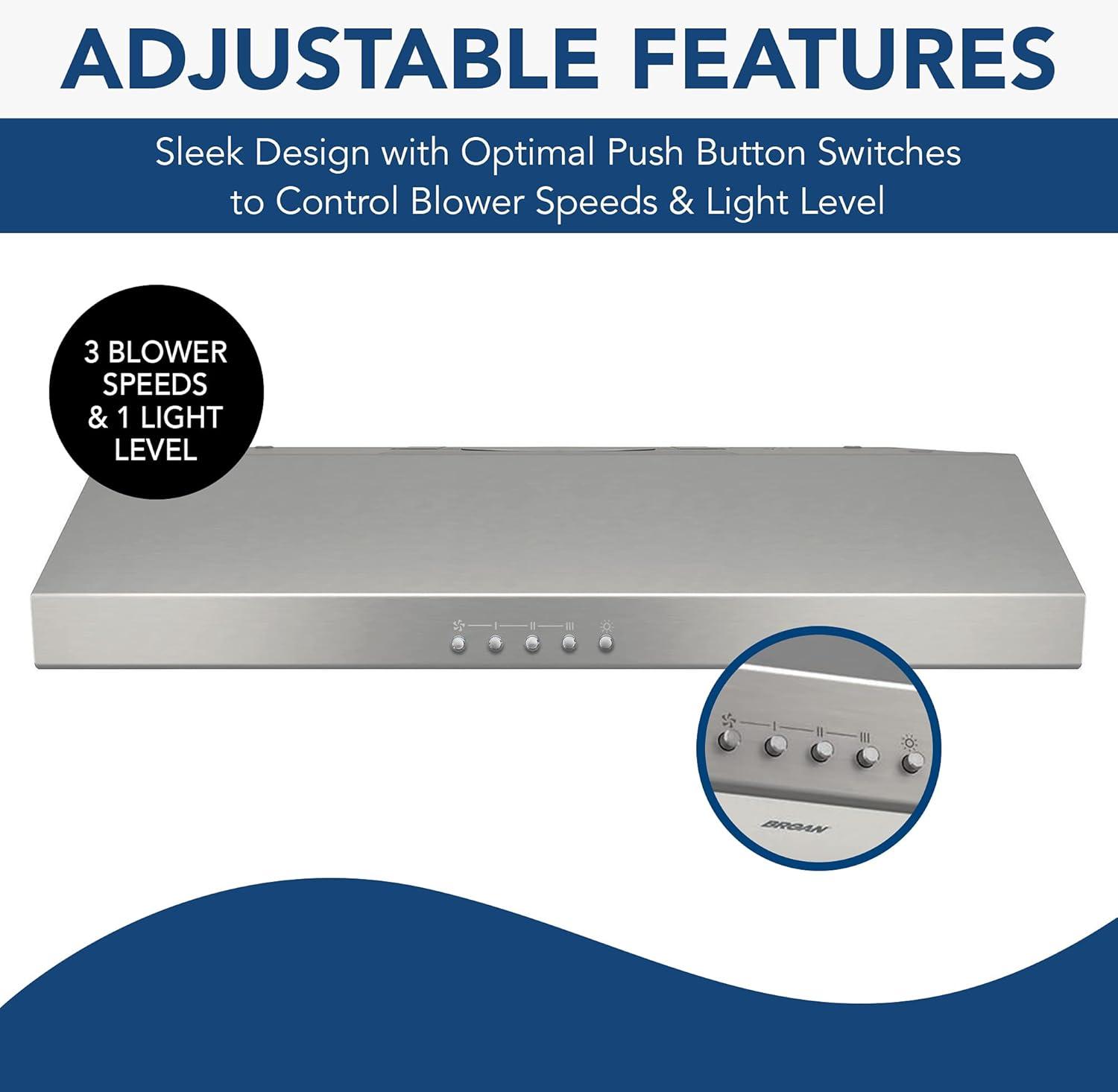 image:imageBroanNuTone BCSQ130SS ThreeSpeed Glacier UnderCabinet Range Hood with LED Lights ADA Capable amp Farberware Countertop Microwave 700 Watts