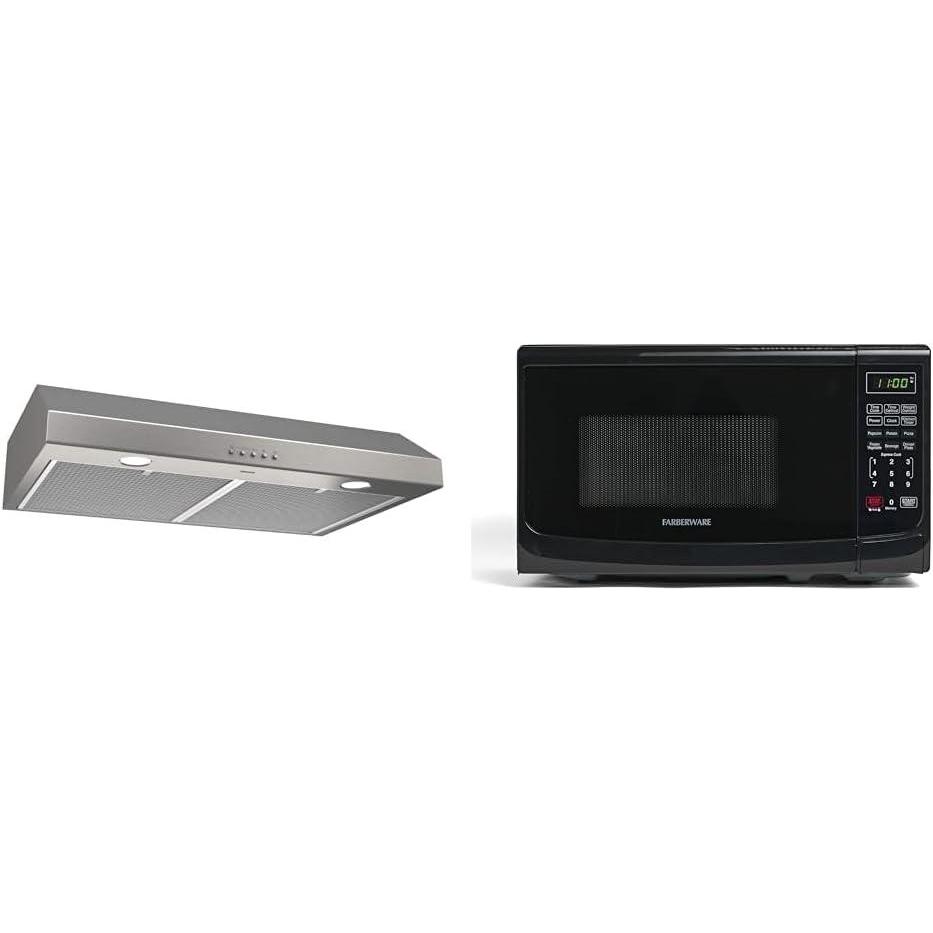 image:imageBroanNuTone 30Inch 375 CFM Range Hood Bundle with Farberware 07 Cu Ft 700W Countertop Microwave Black