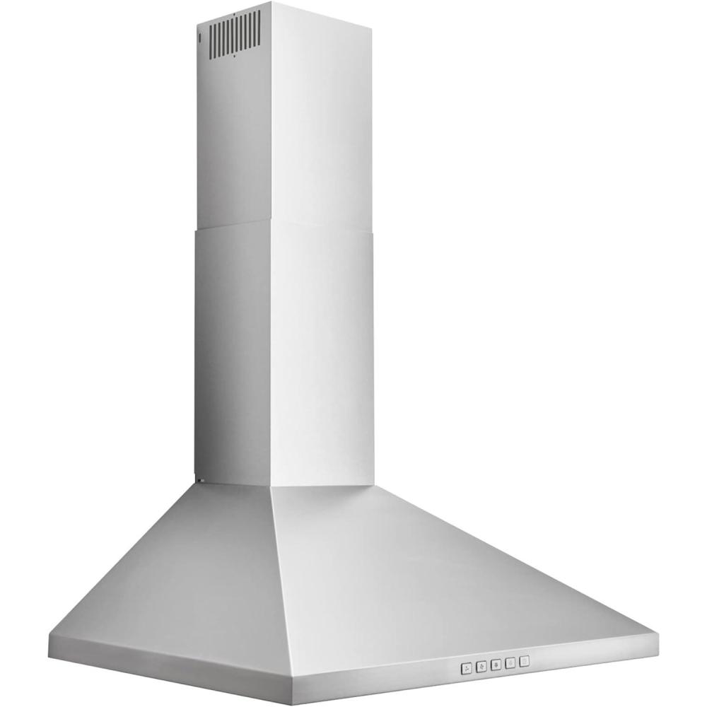 image:imageBroanNuTone 36 Pyramidal Chimney Range Hood with LED Lighting Convertible WallMount Kitchen Chimney Vent Hood 450 Max CFM Stainless Steel24Inch