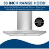 Broan-NuTone 30″ Low-Profile Pyramidal Chimney Range Hood with LED Lighting, Convertible Wall-Mount Kitchen Chimney Vent Hood, 450 Max CFM, Stainless Steel(Stainless Steel)