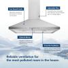 Broan-NuTone 36″ Pyramidal Chimney Range Hood with LED Lighting, Convertible Wall-Mount Kitchen Chimney Vent Hood, 450 Max CFM, Stainless Steel(24-Inch)
