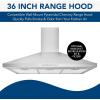 Broan-NuTone 36″ Pyramidal Chimney Range Hood with LED Lighting, Convertible Wall-Mount Kitchen Chimney Vent Hood, 450 Max CFM, Stainless Steel(36-Inch)