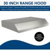 Broan-NuTone BKSH130SS Sahale 30-inch Under-Cabinet Easy Install 4-Way Convertible Range Hood with 2-Speed Exhaust Fan and Light, 300 Max Blower CFM, Stainless Steel(Stainless Steel)