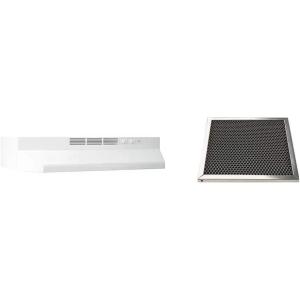 Broan-NuTone 24-Inch White Under-Cabinet Range Hood Insert + Air King 7-5/8-Inch Silver Replacement Charcoal Odor Filter