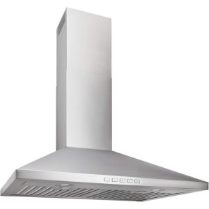 Broan-NuTone BWP2304SS 30-inch Wall-Mount Convertible Chimney-Style Pyramidal Range Hood with 3-Speed Exhaust Fan and Light, Stainless Steel