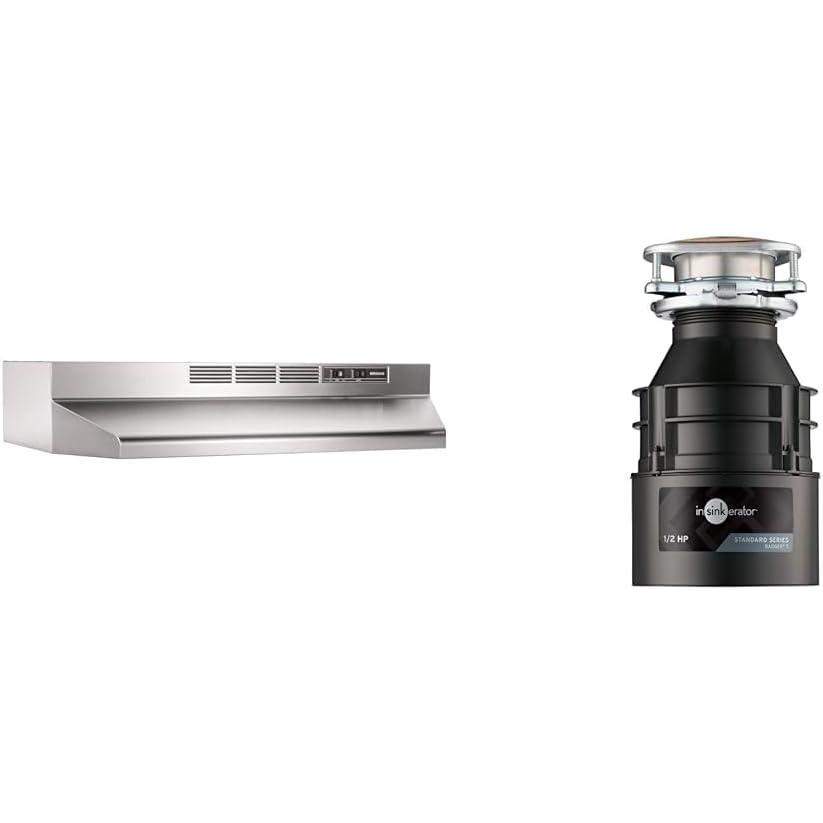 image:imageBroanNuTone 413004 NonDucted Ductless Range Hood with Lights Exhaust Fan for Under Cabinet amp InSinkErator Badger 5 Garbage Disposal Standard Series 12 HP Continuous Feed Food Waste Disposer