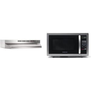 Broan-NuTone 413004 Non-Ducted Ductless Range Hood with Lights Exhaust Fan for Under Cabinet & Farberware Countertop Microwave 1000 Watts, 1.1 cu ft – Microwave Oven With LED Lighting