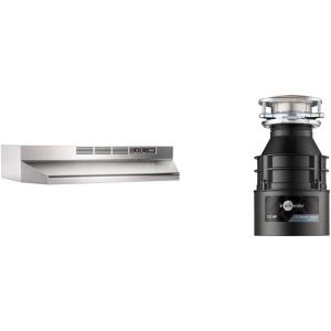 Broan-NuTone 413004 Non-Ducted Ductless Range Hood with Lights Exhaust Fan for Under Cabinet & InSinkErator Badger 5 Garbage Disposal, Standard Series 1/2 HP Continuous Feed Food Waste Disposer