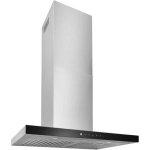 Broan-NuTone 30″ T-Style Chimney Range Hood with LED Lighting, Convertible Wall-Mount Kitchen Chimney Vent Hood, 450 Max CFM, Stainless Steel/Black(Stainless Steel with Black Glass)
